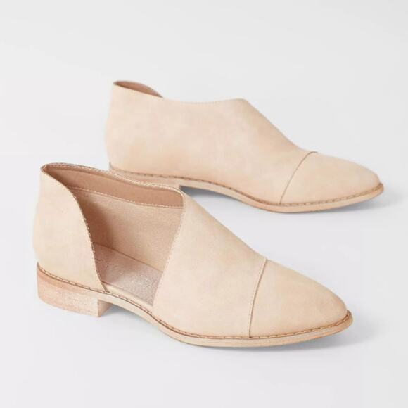 MiiM Freya Side Cutout Pointed Toe Flats D'Orsay Shoes Leather Beige Womens Sz 7 - Picture 1 of 9